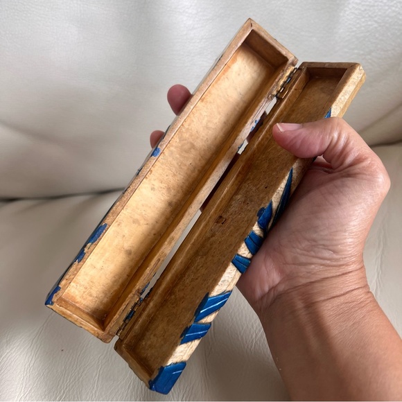 Vintage Carved Marble Asian Bamboo Motif Jewelry Trinket Box - Picture 5 of 15